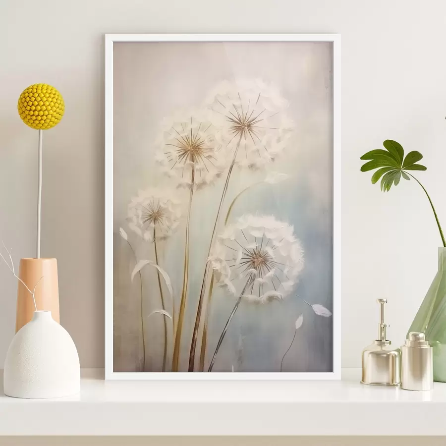 Fototapete Zarte Pusteblumen auf einem pastellfarbenen Hintergrund f43279