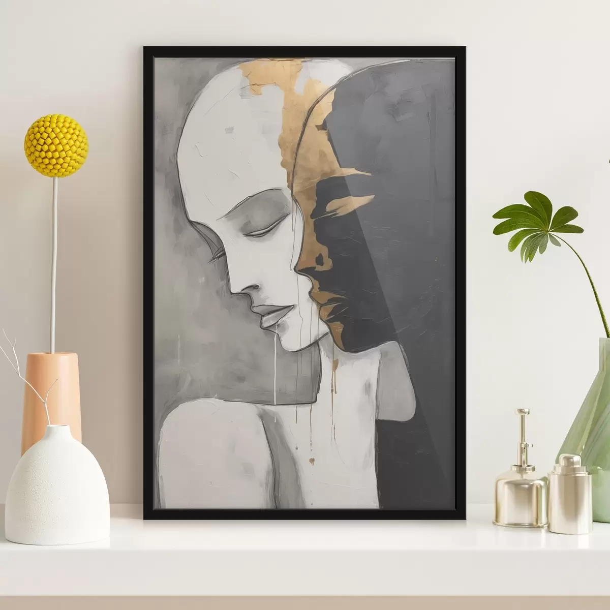 Poster Kontrastierende Silhouetten mit abstrakten Akzenten f43280