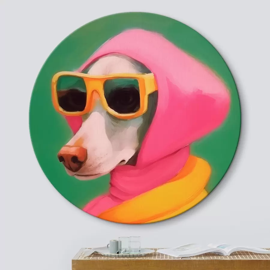 Wandbilder Stylischer Hund in heller Kleidung r43265