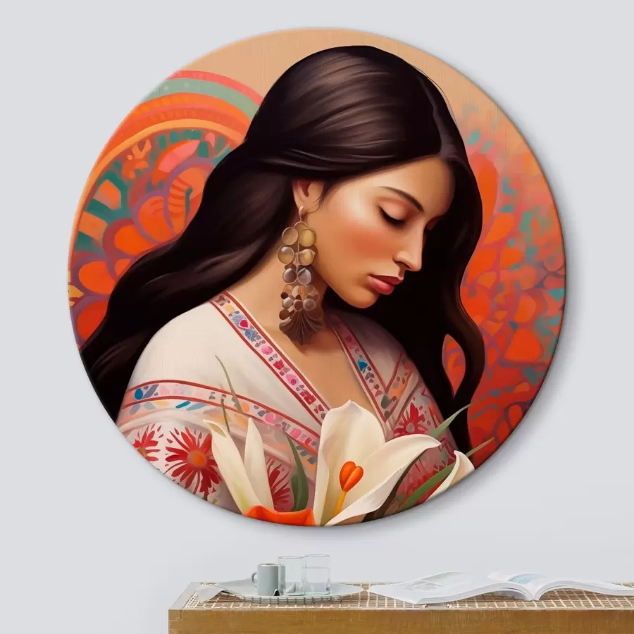 Wandbilder Traditionelles Bild mit einem Blumenstrauß aus Lilien r43268