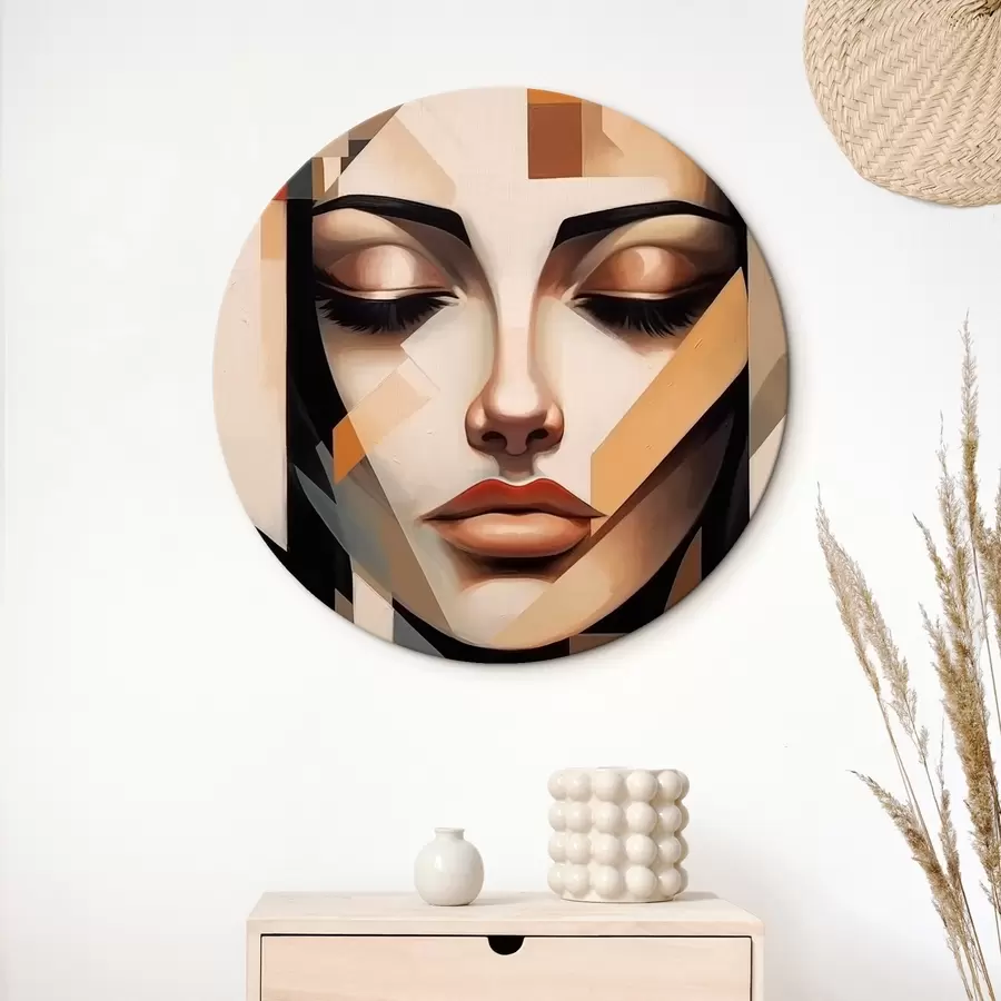 Wandbilder Geometrisches Porträt in warmen Farben r43281
