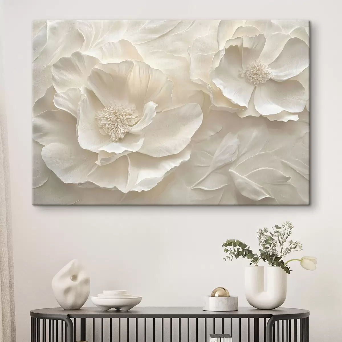 Wandbilder Große luftige weiße Pfingstrosen s43312