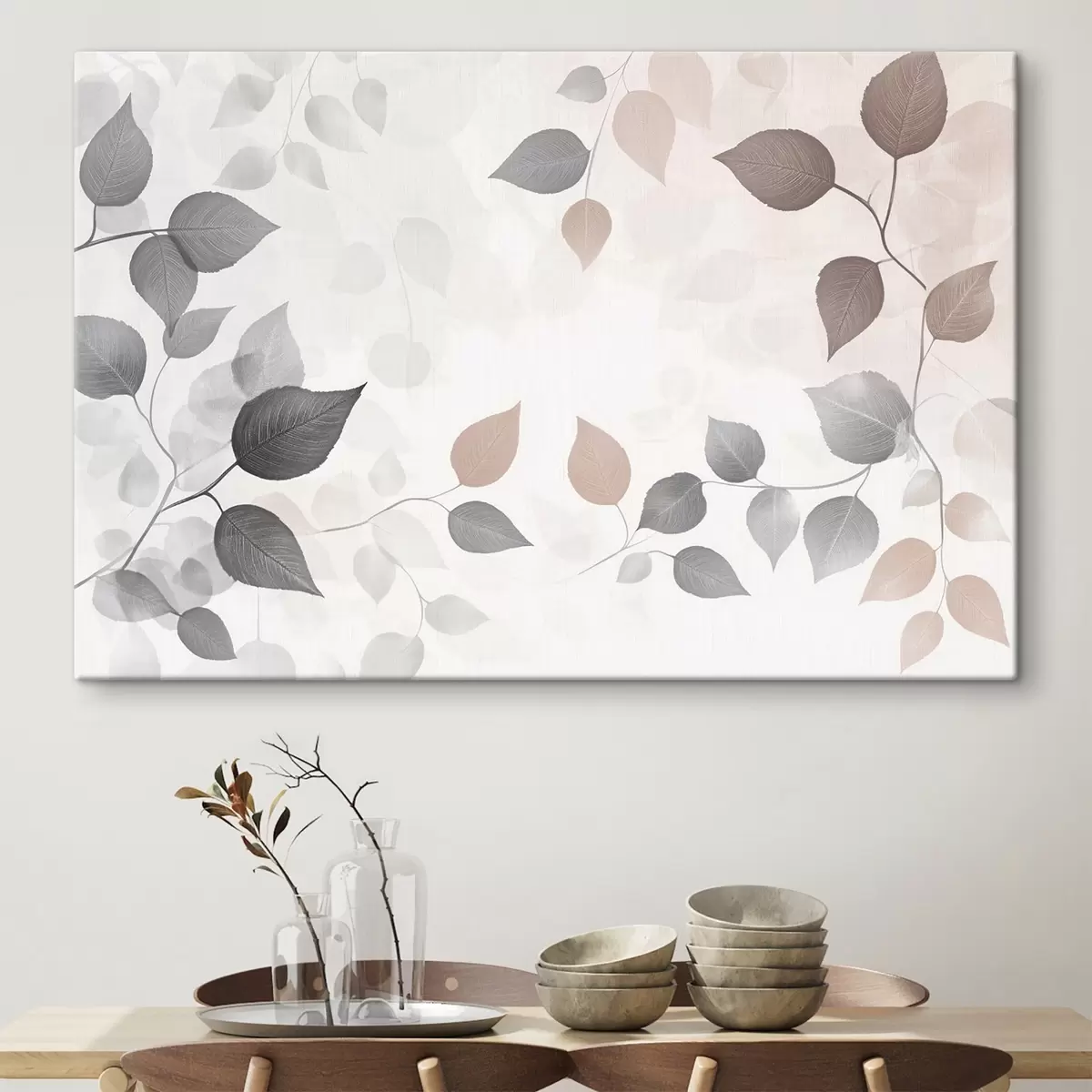 Wandbilder Blätter auf hellem Hintergrund s43325