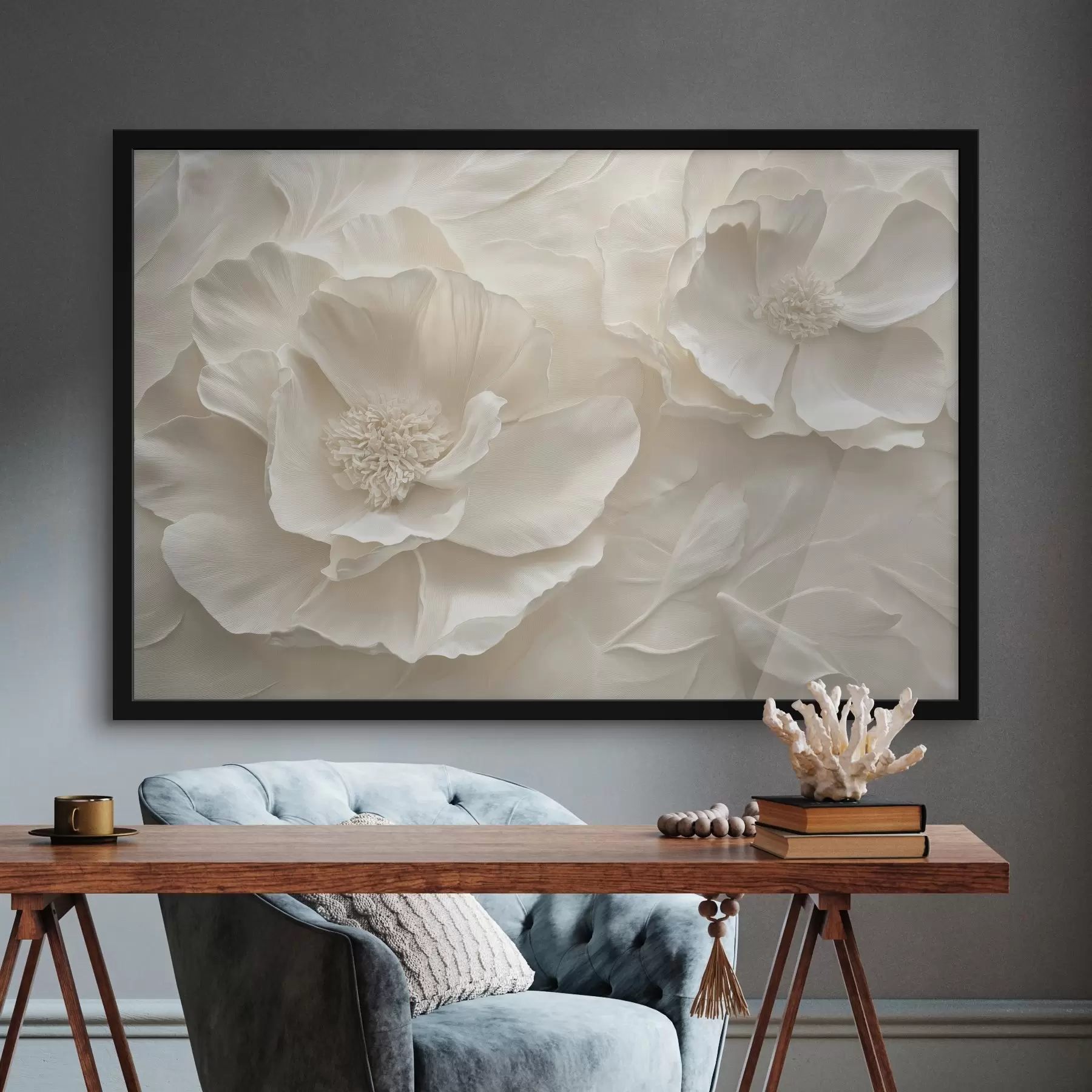 Wandbilder Große luftige weiße Pfingstrosen f43312