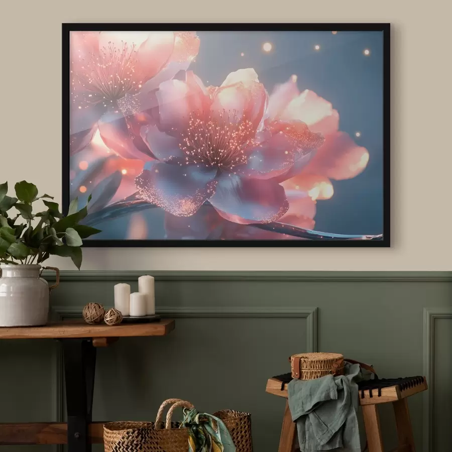 Fototapete Magische rosa Blume mit Sonnenstrahlen f43328