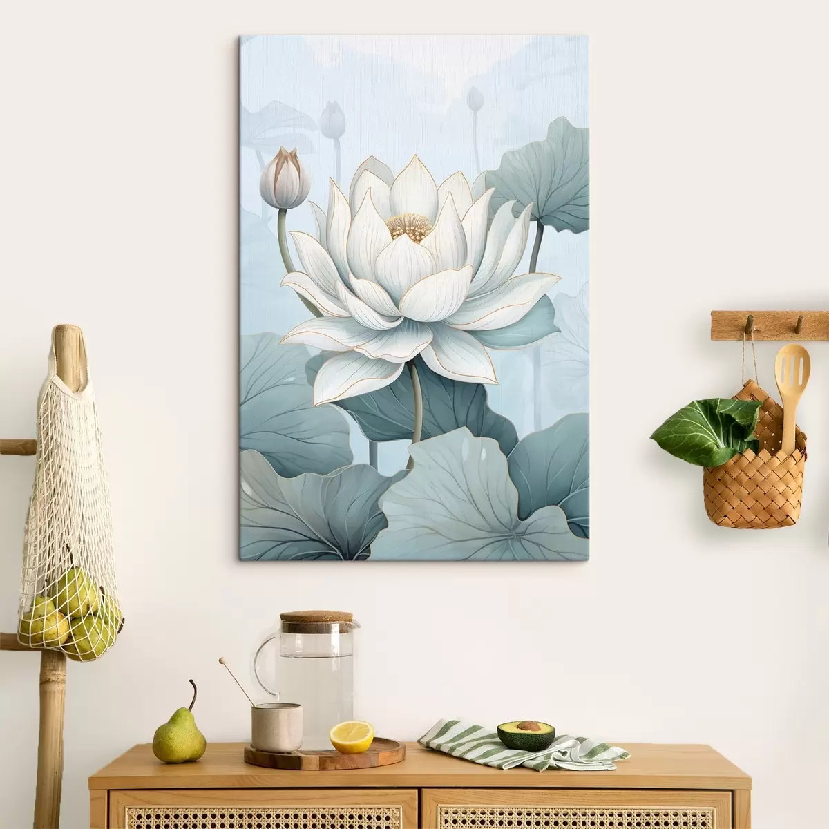 Wandbilder Lotusblumen, Imitation eines Aquarells s43340