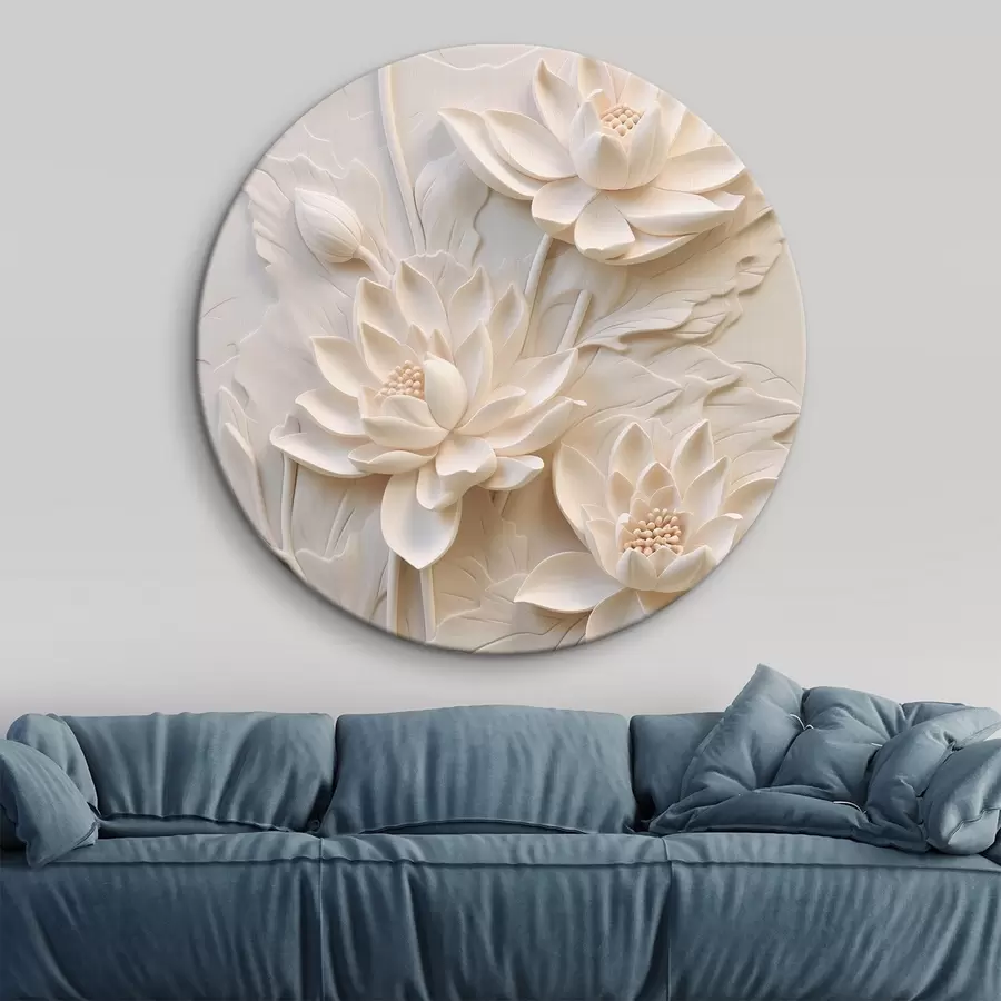 Wandbilder Weißer Stuck, Nachahmung, Blumen r43334