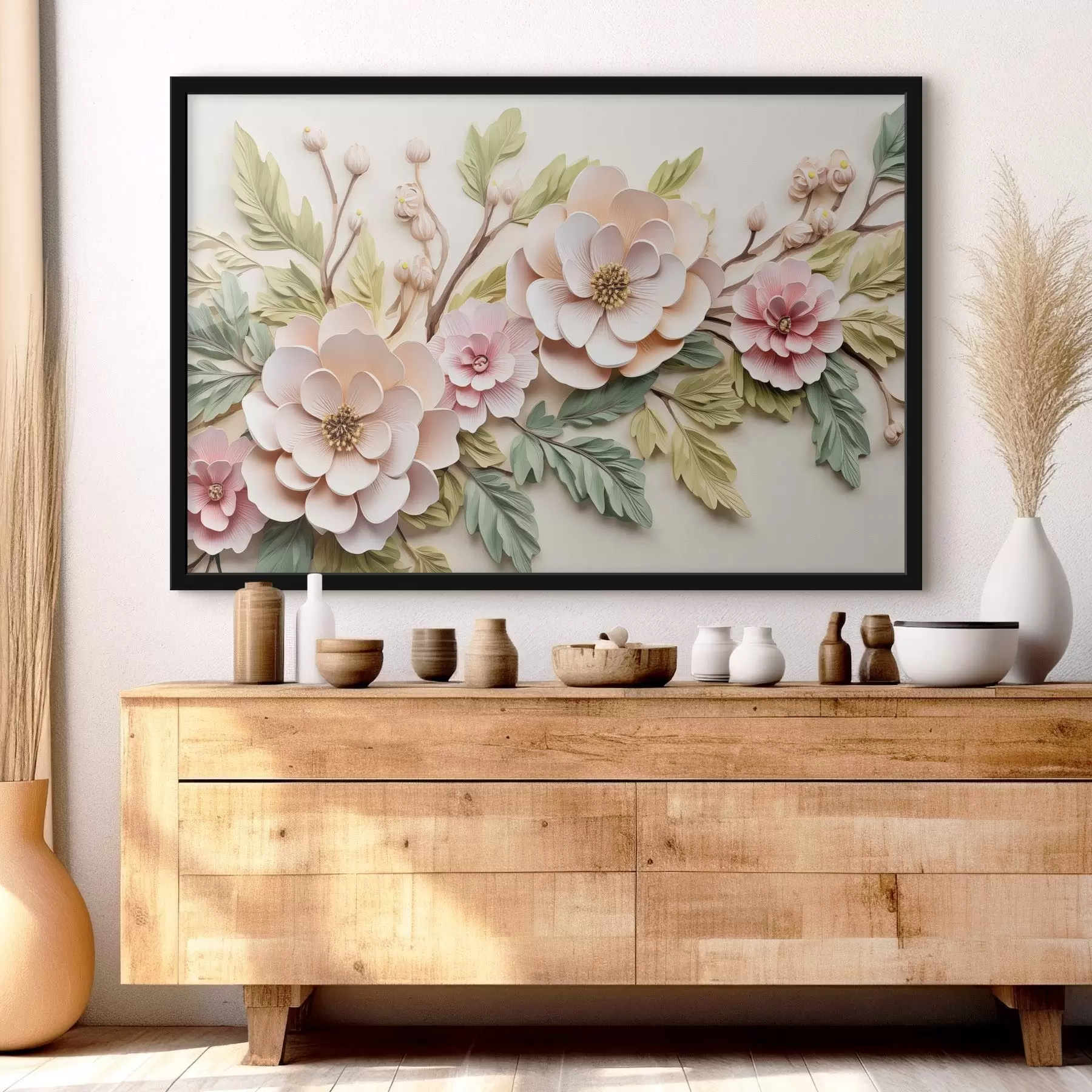 Fototapete Große Blumenzweige, Nachahmung von Guss f43333