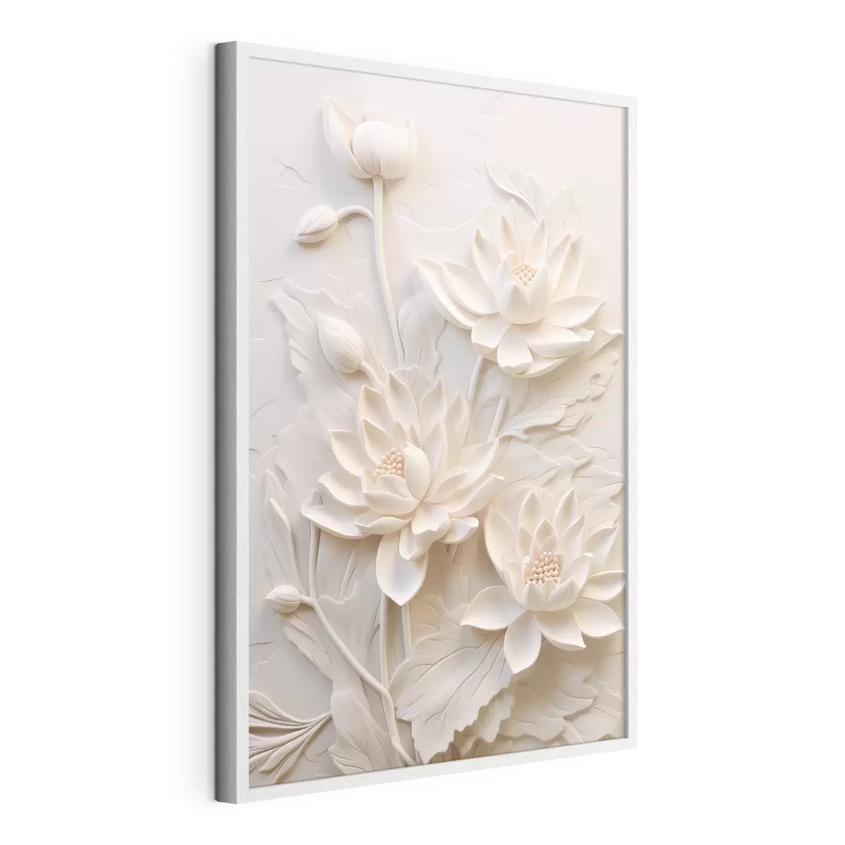 Poster Weißer Stuck, Nachahmung, Blumen f43334