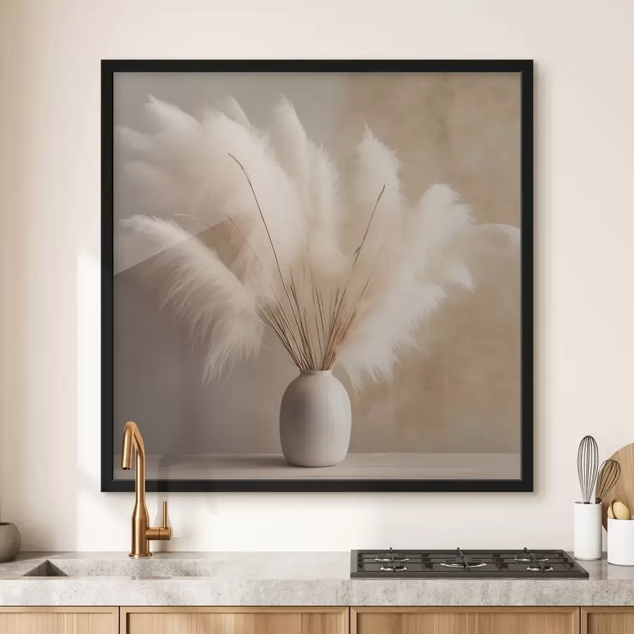 Fototapete Flauschige Schilfrohrzweige in einer Vase auf dem Tisch f43338