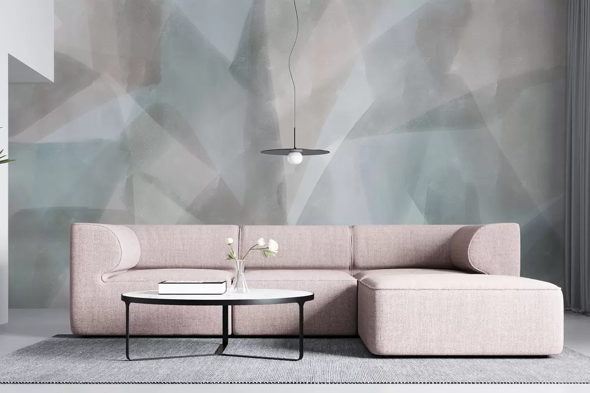 Fototapete Abstrakte geometrische Formen mit Aquarell-Effekt, weiche Pastellfarben w08919
