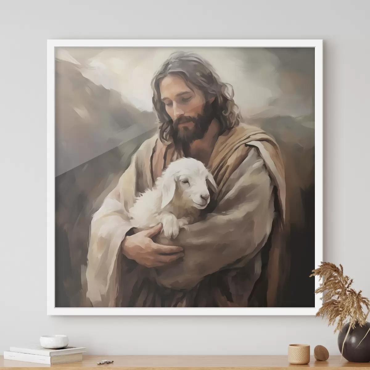 Poster Jesus mit dem Lamm f43356