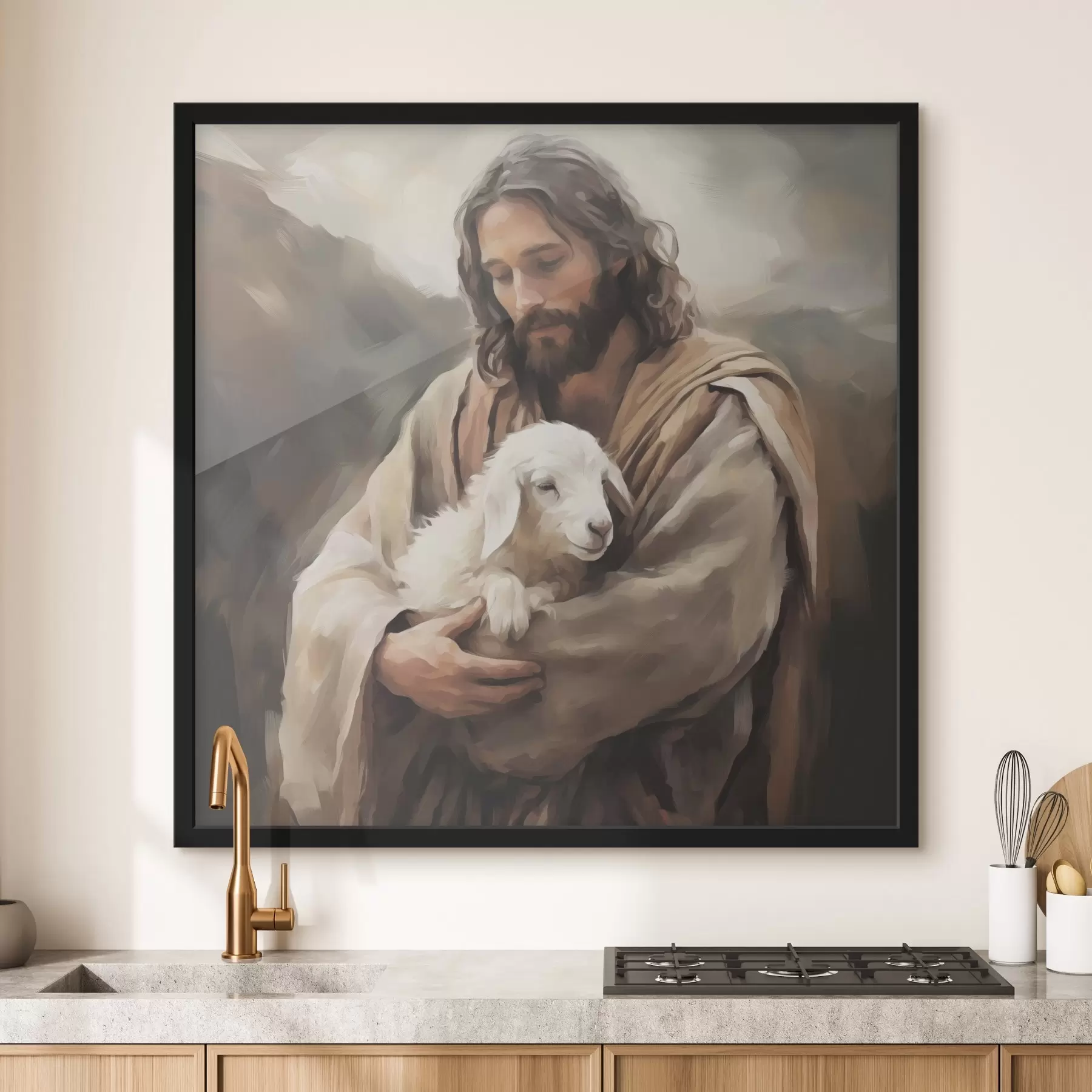 Fototapete Jesus mit dem Lamm f43356