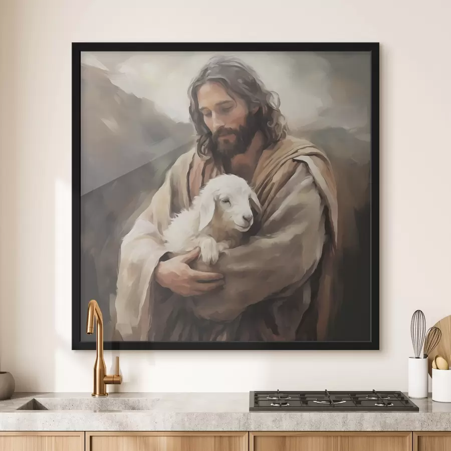 Fototapete Jesus mit dem Lamm f43356