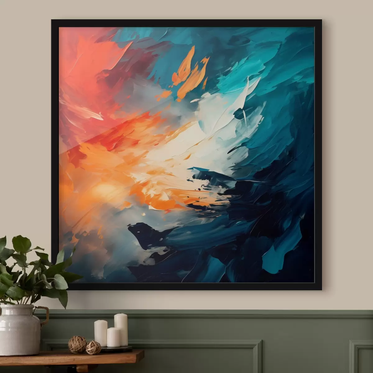 Poster Abstrakte Malerei mit großen expressiven Pinselstrichen f43363