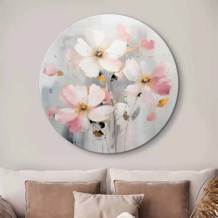 Wandbilder Blumen in sanften Tönen mit großen Pinselstrichen im Malstil r43380