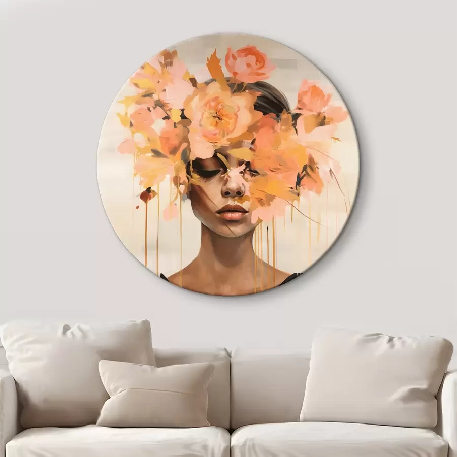 Wandbilder Mädchen mit Farbe im Gesicht und Blumen auf dem Kopf r43382