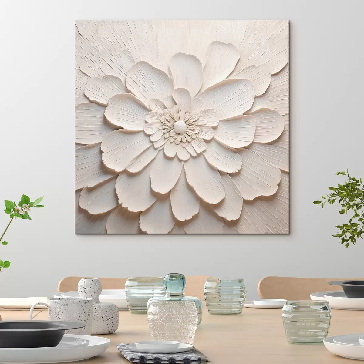 Wandbilder Große weiße Blüte mit voluminösen Blütenblättern s43364