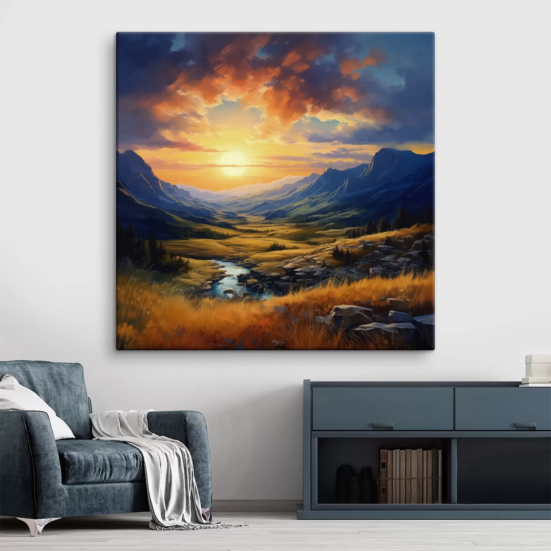 Wandbilder Berglandschaft bei Sonnenuntergang s43378
