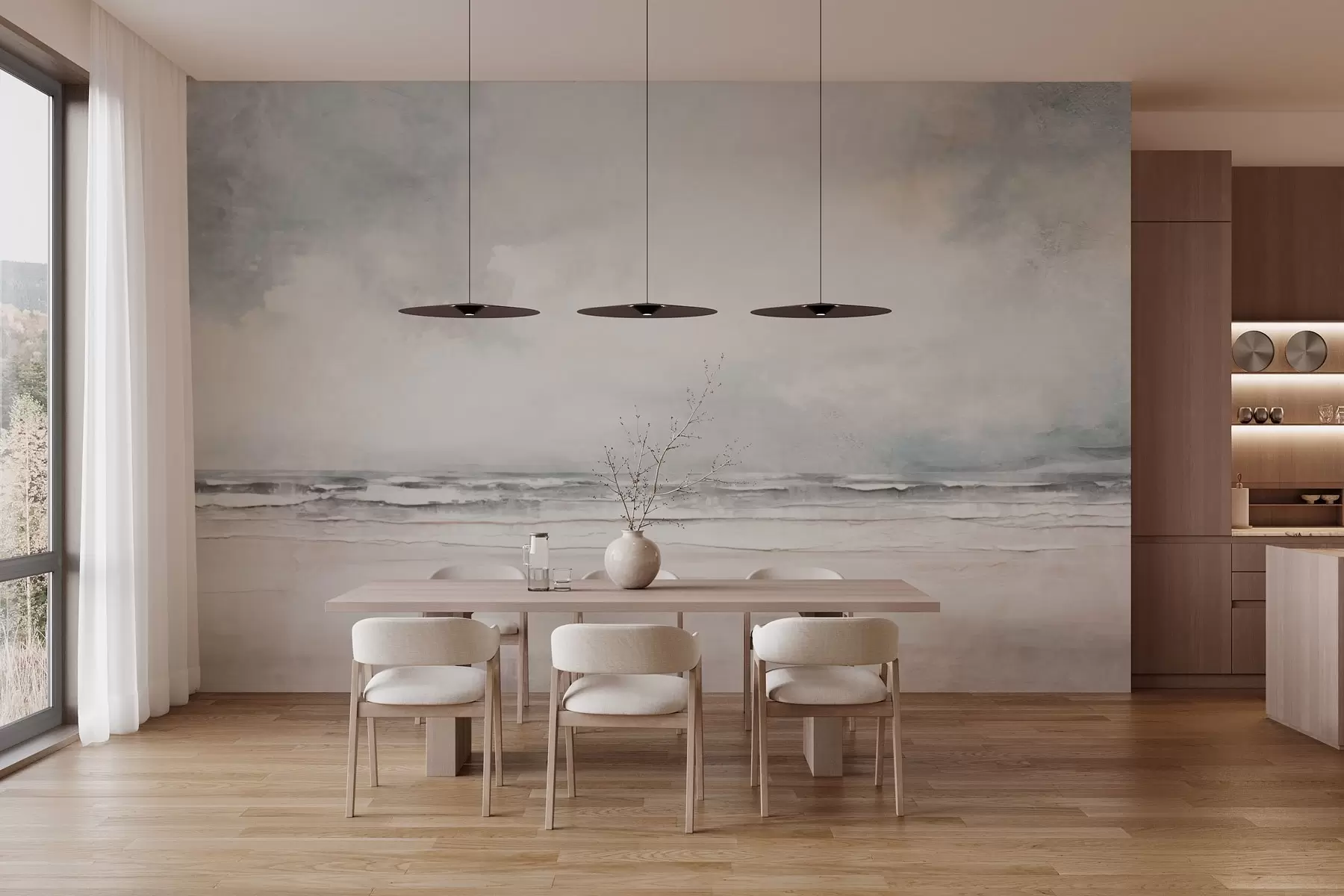 Fototapete Abstrakter Horizont von Himmel und Meer treffen aufeinander w03441