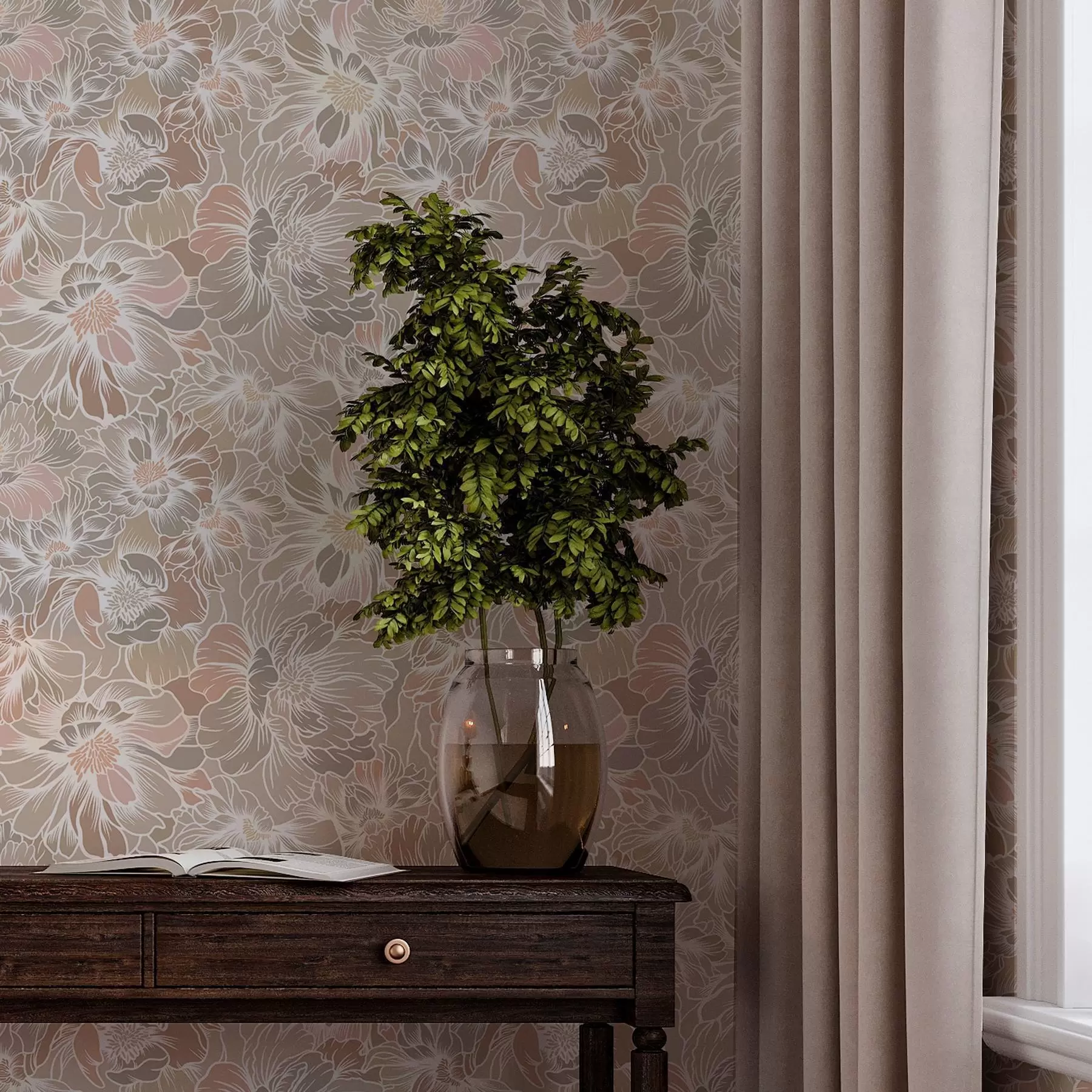 Fototapete Große Blumen mit bunten Blütenblättern in Pastelltönen a00020