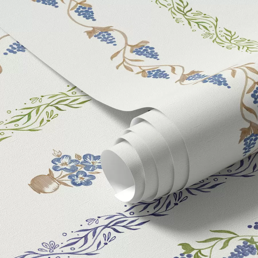 Fototapete Zartes Ornament mit Blättern und Trauben a00032