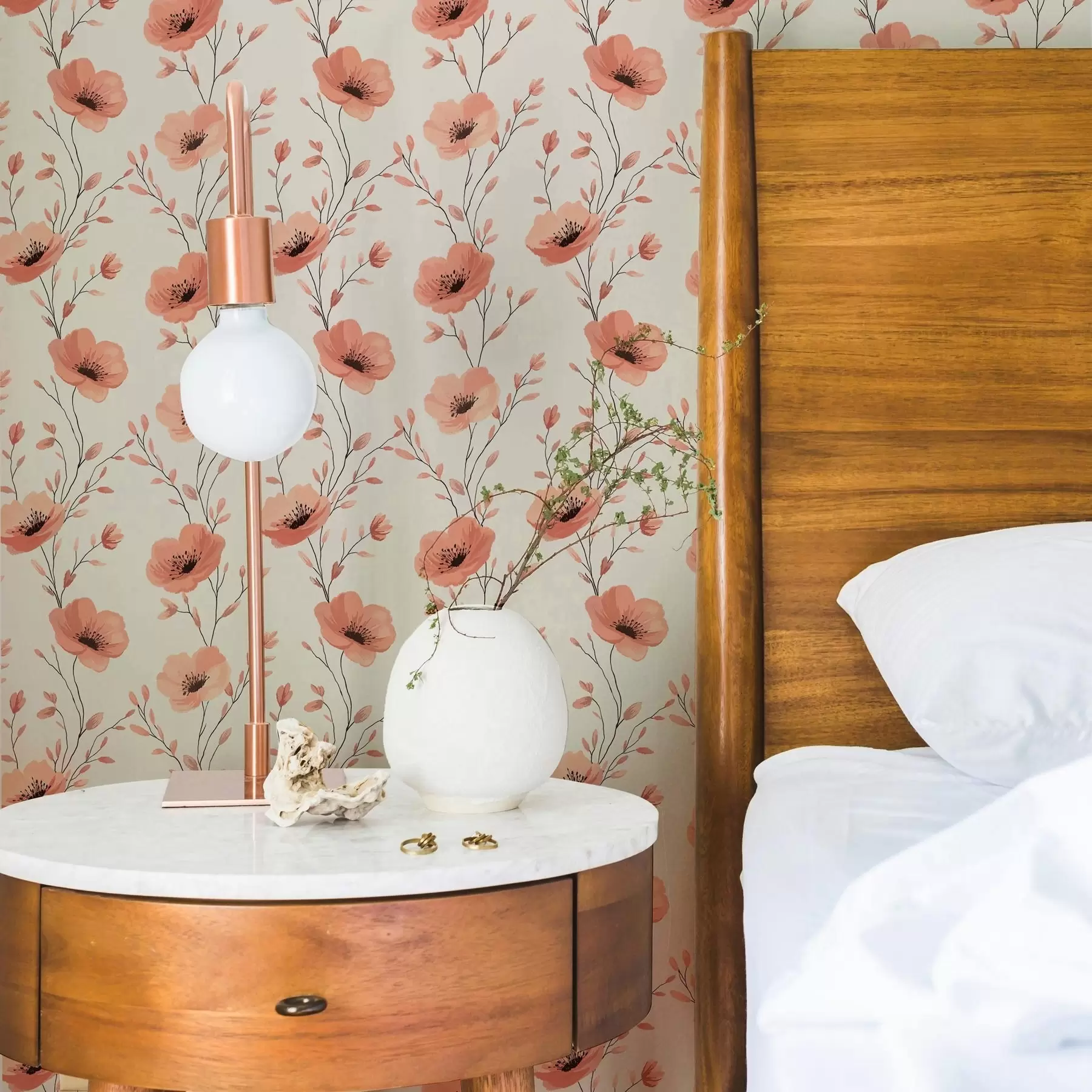 Fototapete Rosa Mohnblumen auf Stängeln a00083