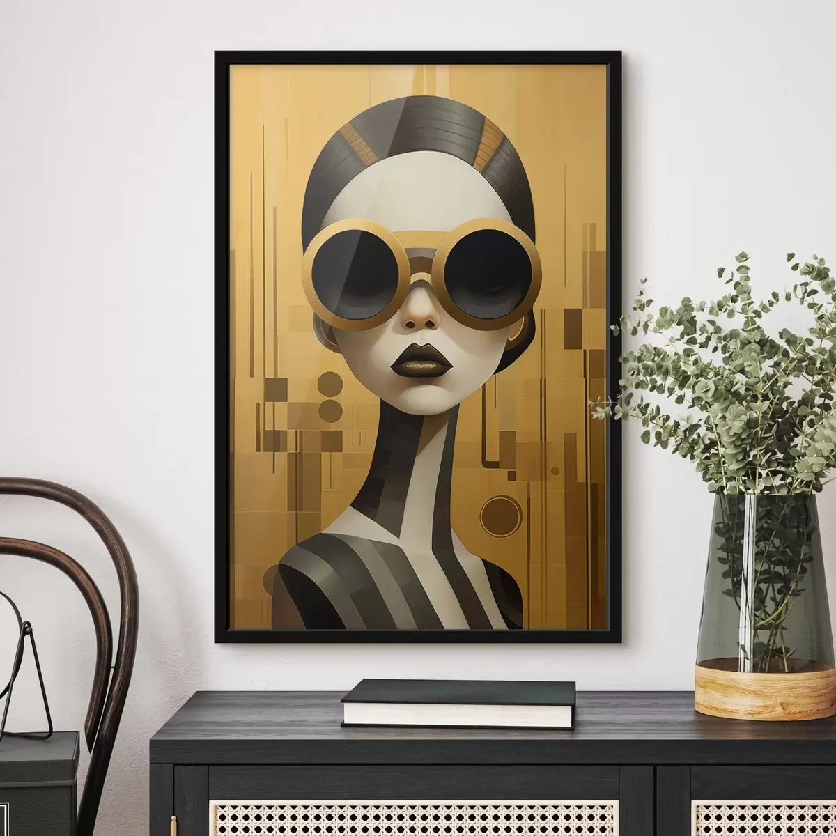 Poster Dekoratives Frauenporträt im Retrostil f43415