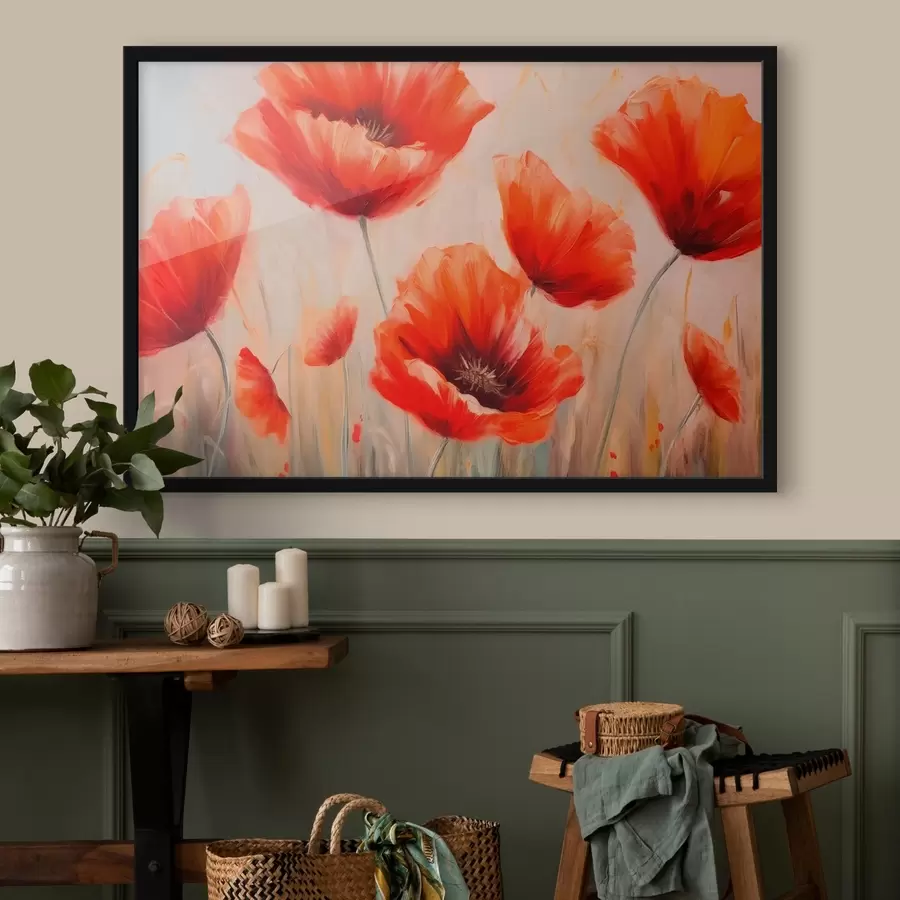 Fototapete Rote Mohnblumen f43428