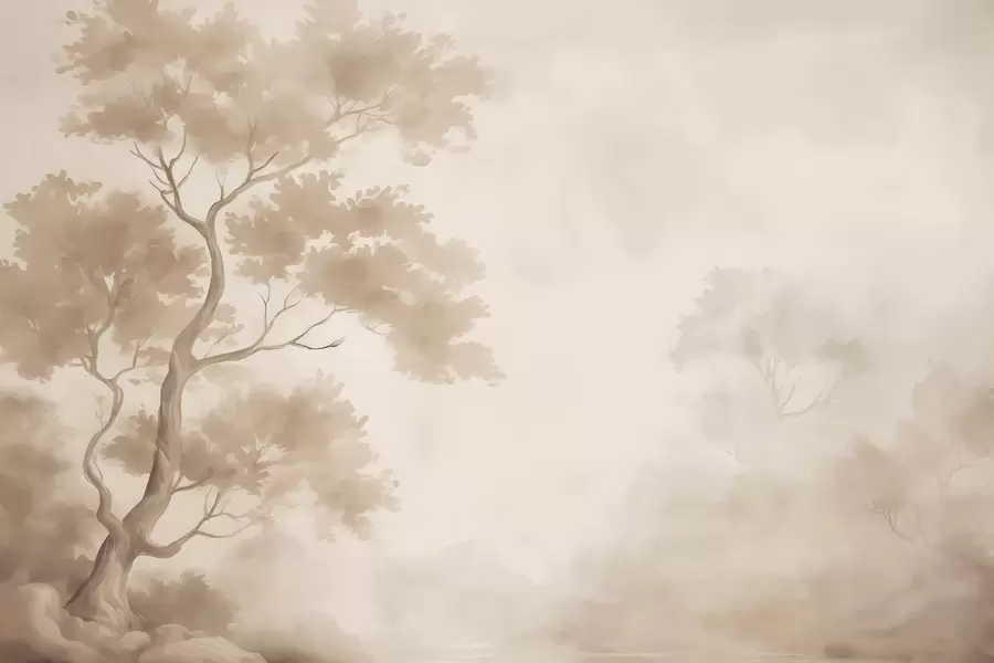 Fototapete Baum-Imitation eines verschwommenen Aquarells w03471