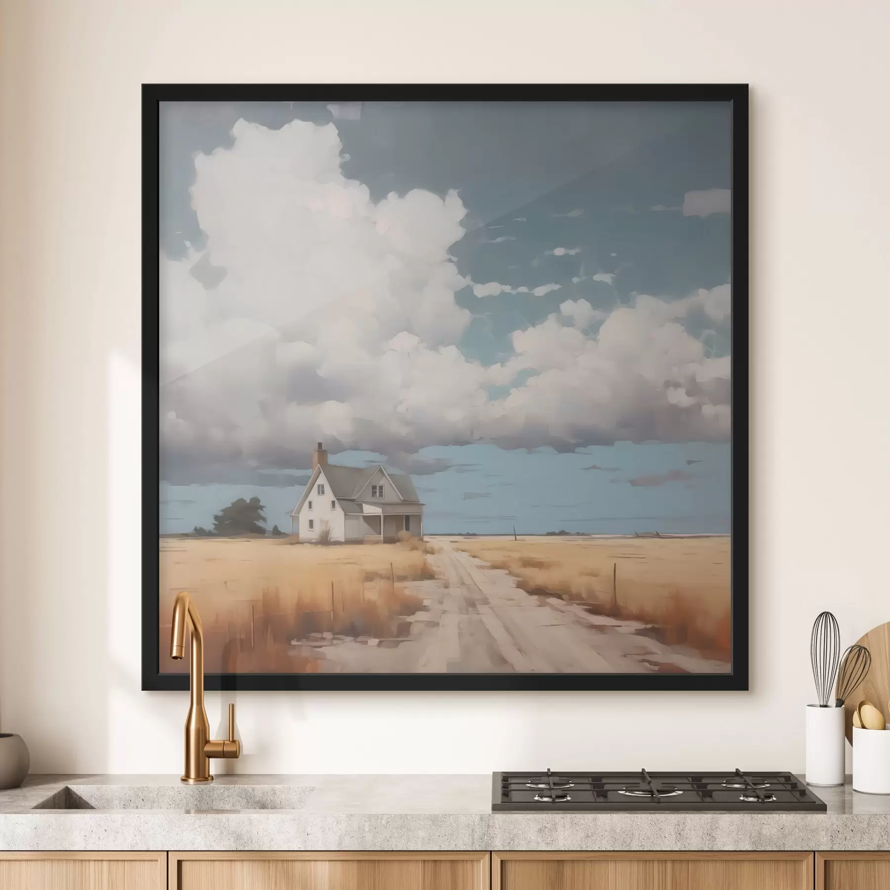 Wandbilder Haus auf dem Feld Nachahmung der Malerei f43440