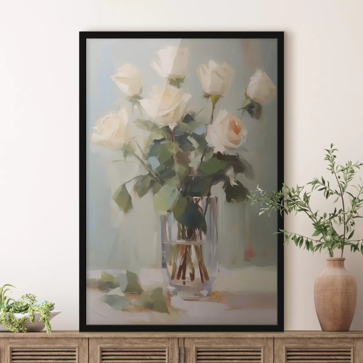 Poster Rosen in einer Glasvase Nachahmung Malerei f43432