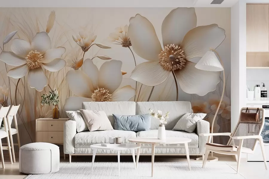 Fototapete Florale Kunst in Beigetönen w08935