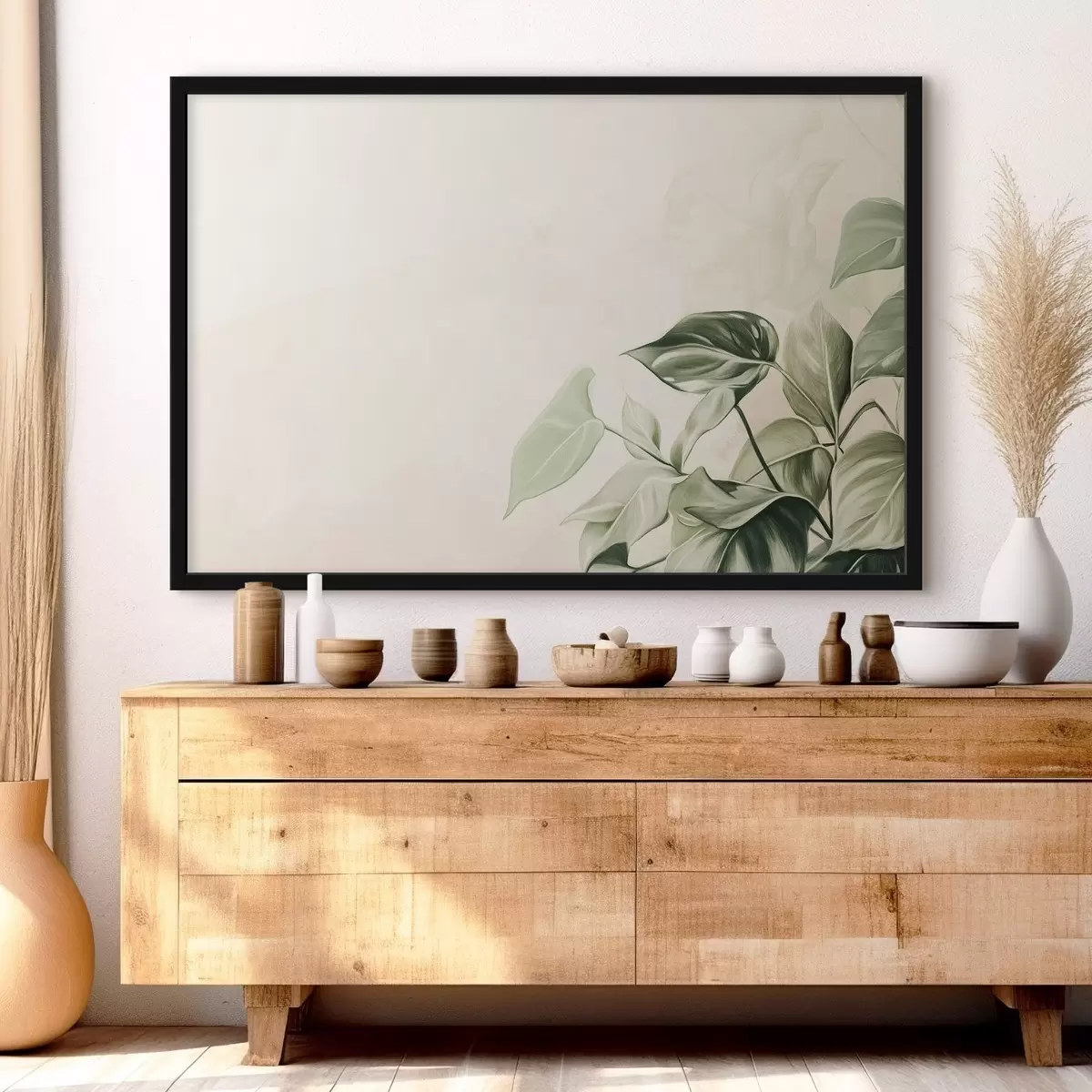 Poster Palmenblätter, Bleistiftzeichnung, tropisch, Grünzeug f43509