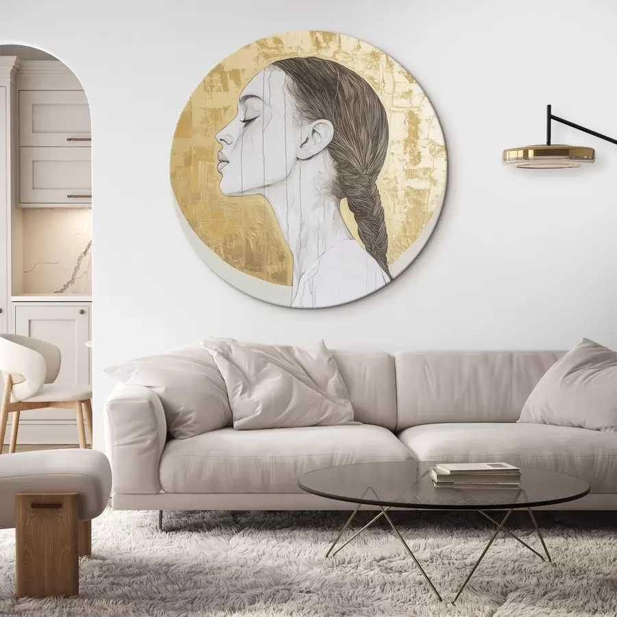 Wandbilder Frau Porträt, Minimalismus, Acryl-Stil, beige Farben r43504