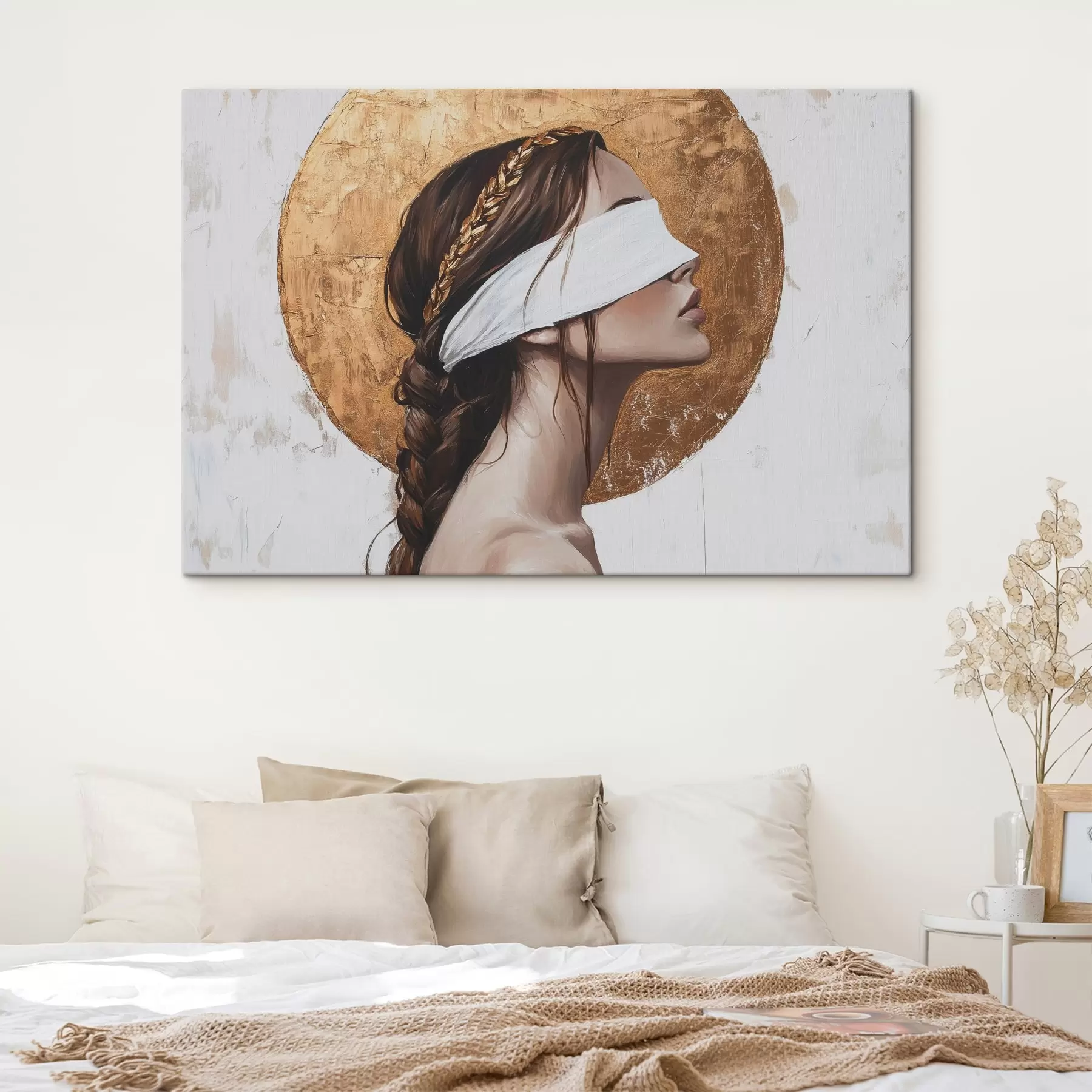 Wandbilder Frau mit Augenbinde, Griechenland, Zeichnung im Acrylstil s43502