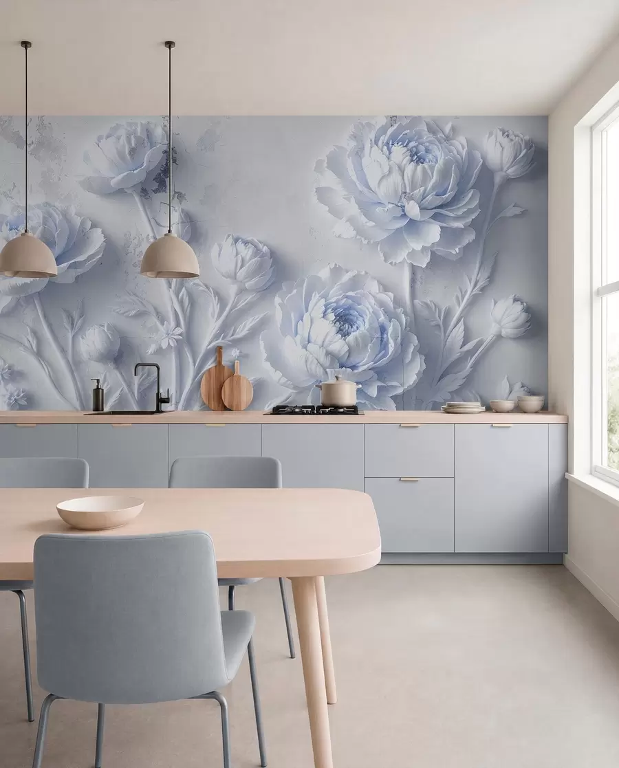 Fototapete Blumen auf einem konkreten Hintergrund Grunge-Stil w03553v1