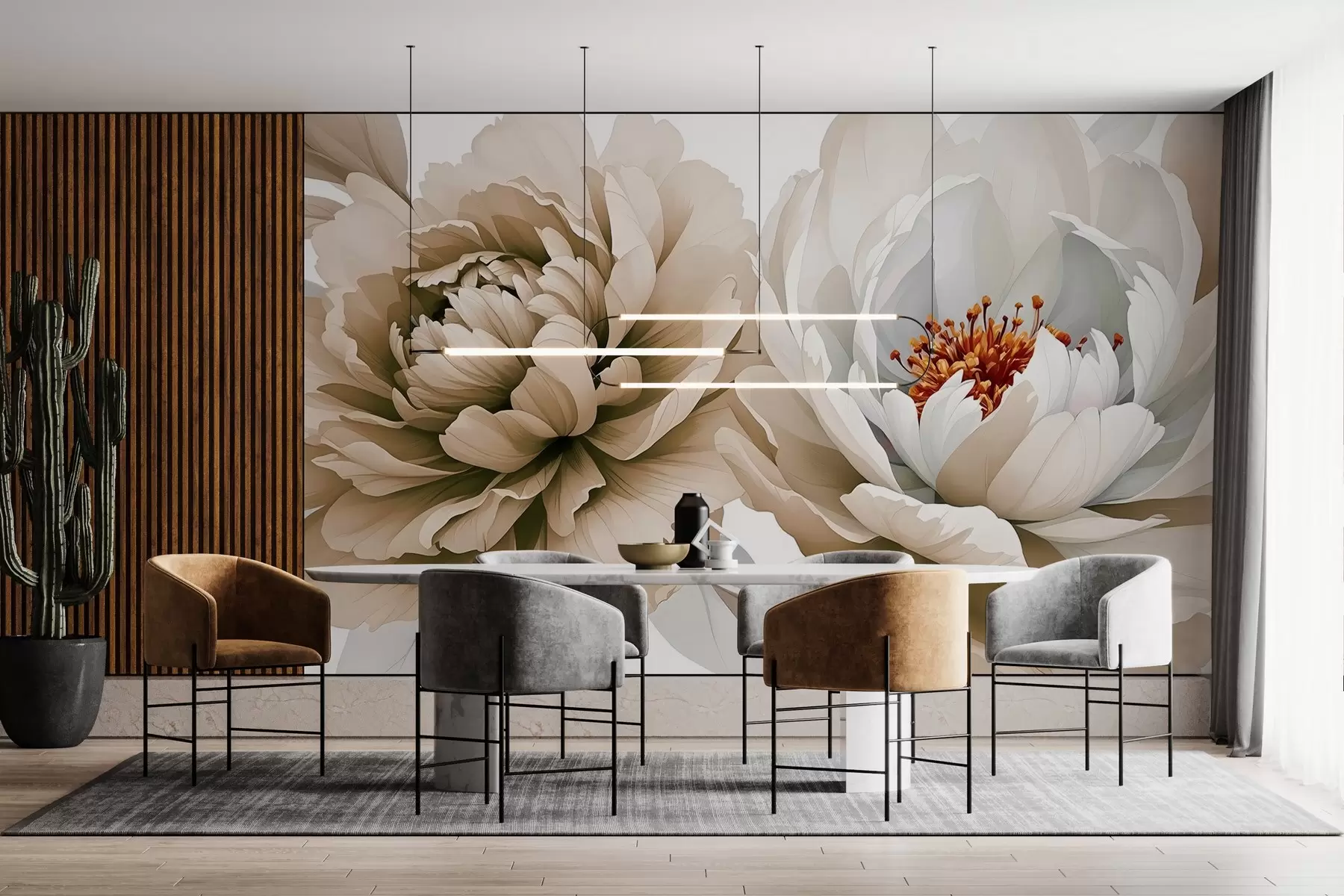 Fototapete Üppige Pfingstrosen Aquarell w03558v2