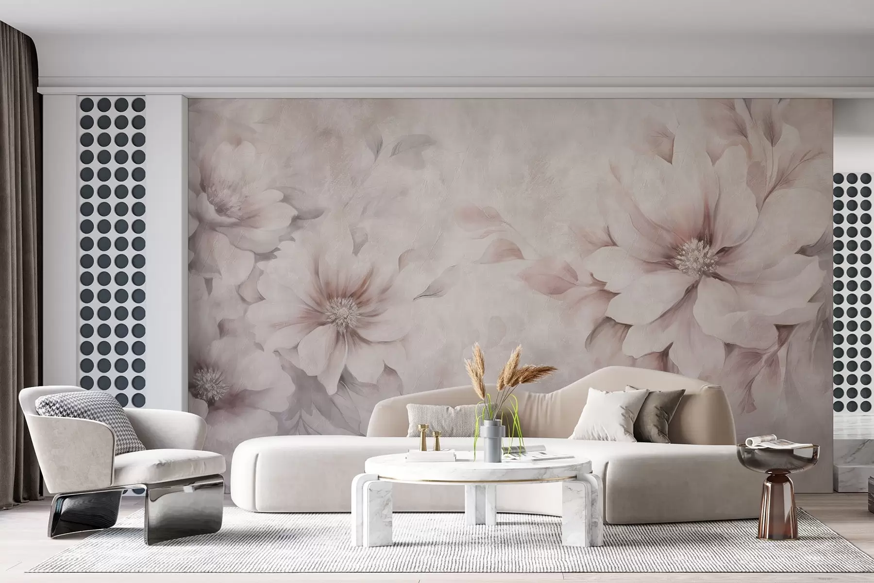 Fototapete Zarte durchscheinende Blumen auf einem gealterten Hintergrund w08950