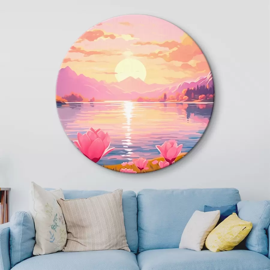 Wandbilder Landschaft mit Teich vor dem Hintergrund der Berge r43523