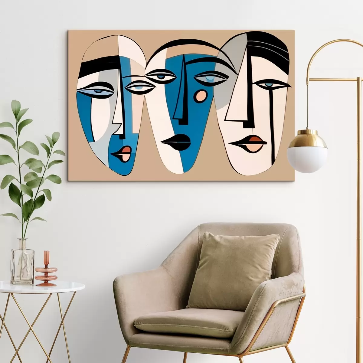 Wandbilder Abstraktes Porträt einer Katze in geometrischem Stil s43526