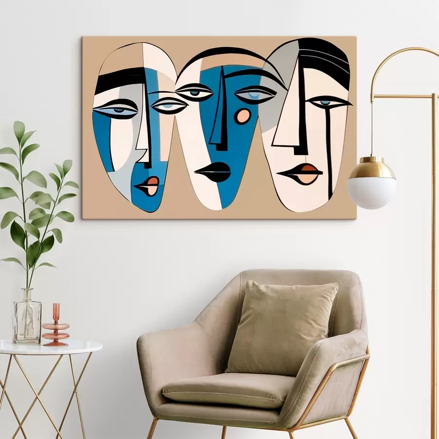 Wandbilder Abstraktes Porträt einer Katze in geometrischem Stil s43526