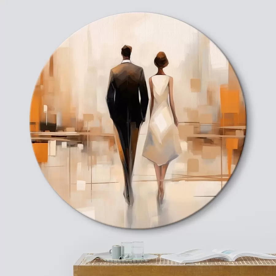 Wandbilder Abstraktion mit Stadtsilhouetten und zwei Figuren r43516