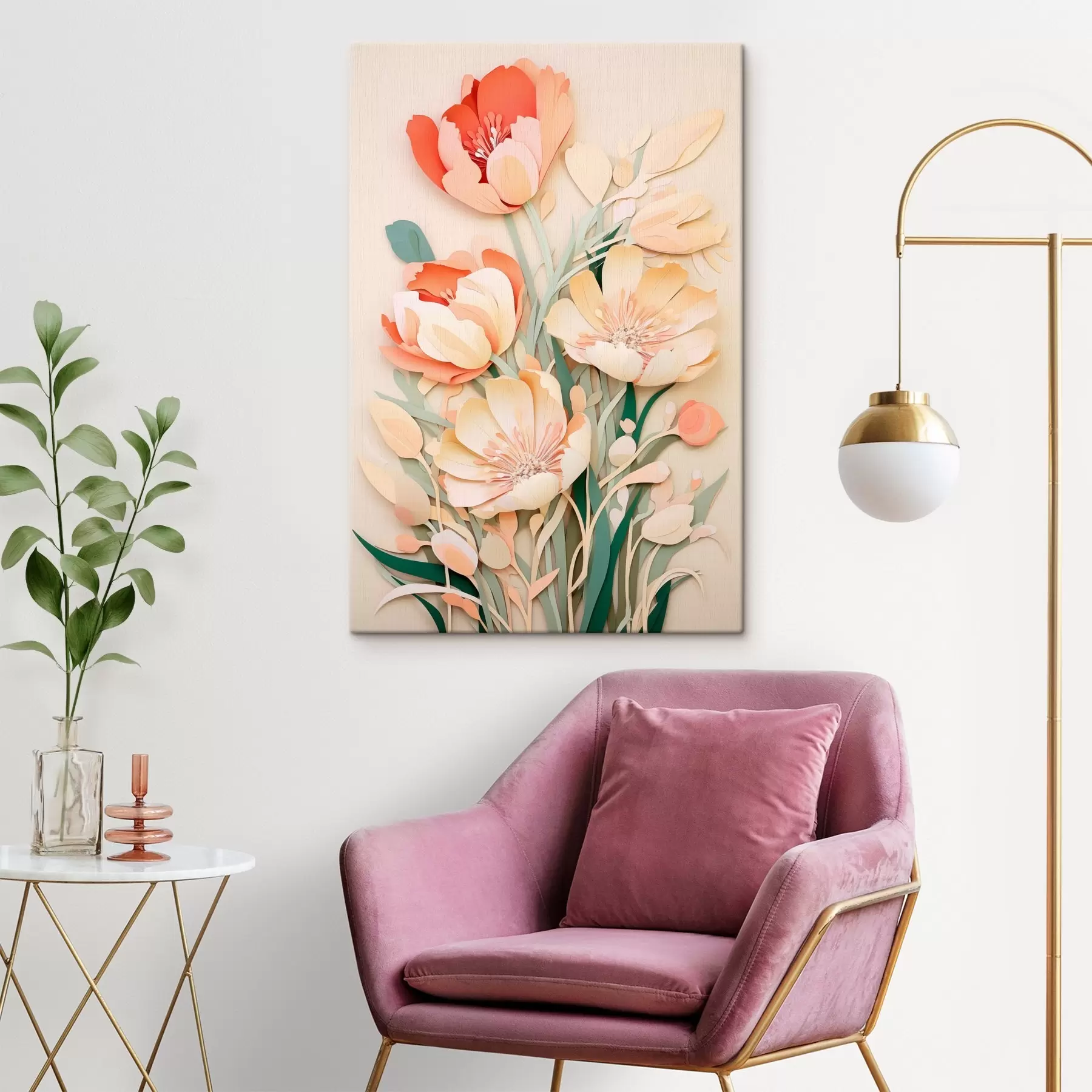 Wandbilder Zarte Papierblüten s43568