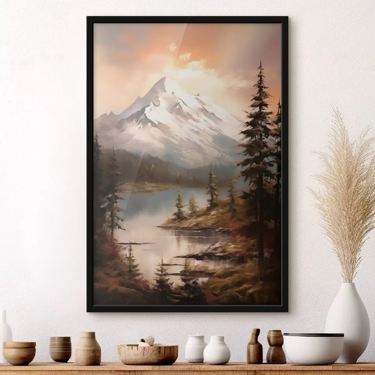 Poster Naturblick auf die Berge, Fluss f43543