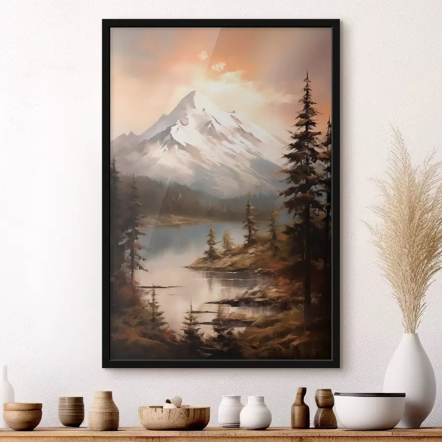 Fototapete Naturblick auf die Berge, Fluss f43543