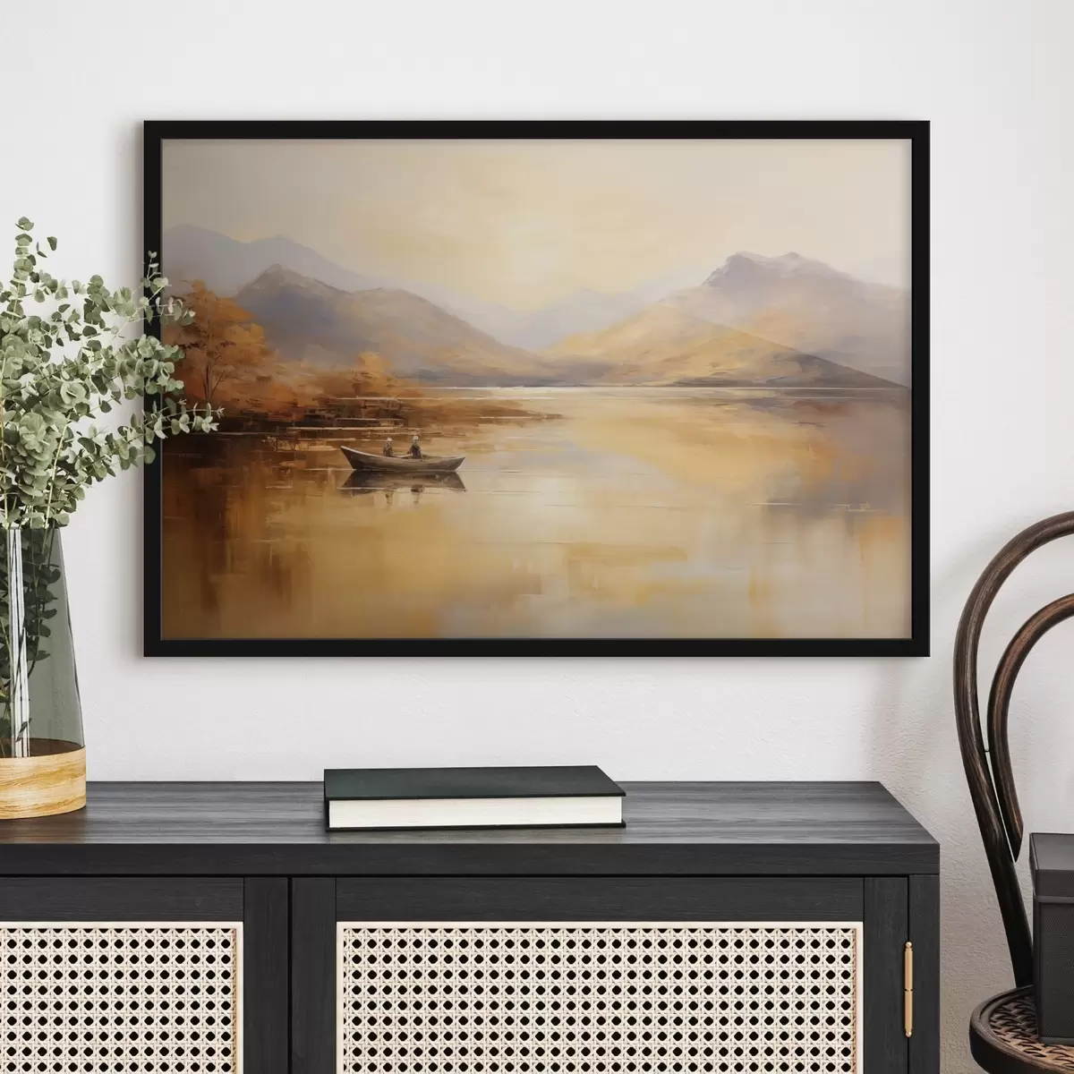 Poster Angeln auf dem See Nachahmung von Pastell f43542