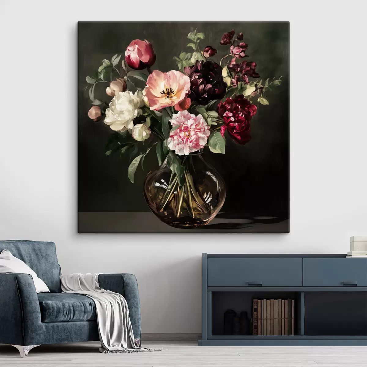 Wandbilder Blumenstrauß auf dunklem Hintergrund s43912