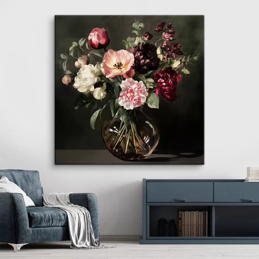 Wandbilder Blumenstrauß auf dunklem Hintergrund s43912