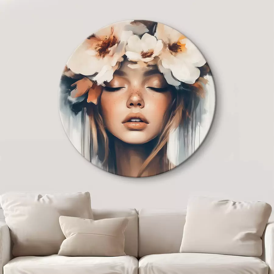 Wandbilder Porträt einer Frau mit Blumen im Haar r43001